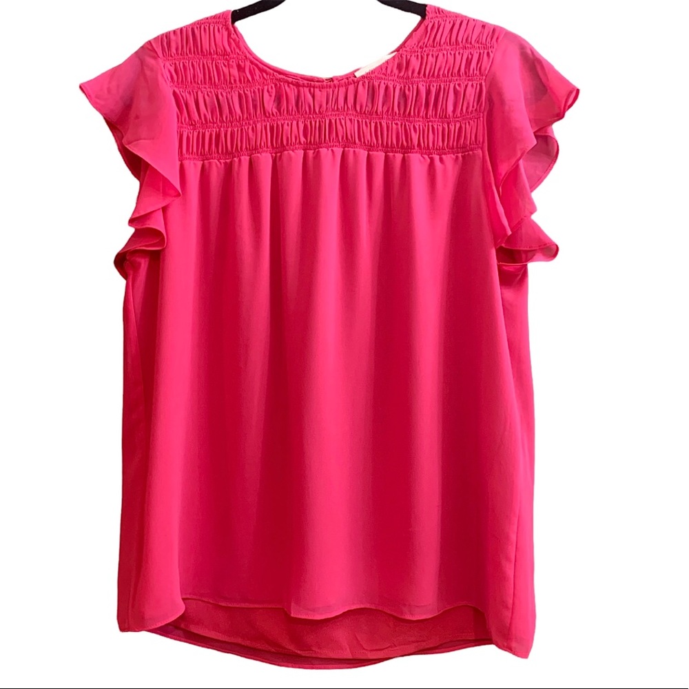 Calvin Klein pink flutter sleeve blouse Size M